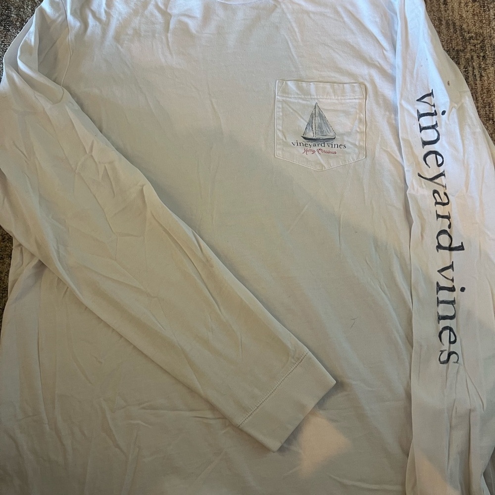 Vineyard Vines Men's White Long Sleeve Tee with Logo